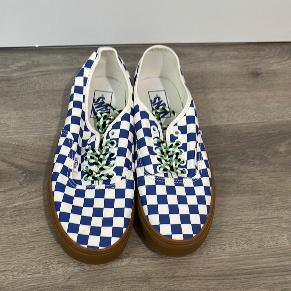 Authentic Vans 'Checkerboard Blue Gum Braided Laces' Blue - Picture 2 of 7